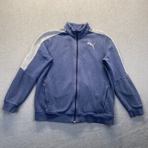 Puma Sweater‎ Mens Size Large Blue Full Zip Performance Pockets Cotton,Blue